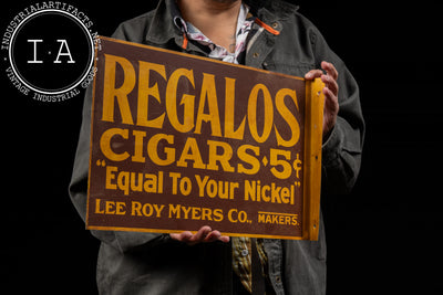 Antique Regalos Cigars Double-Sided Tin Flange Sign