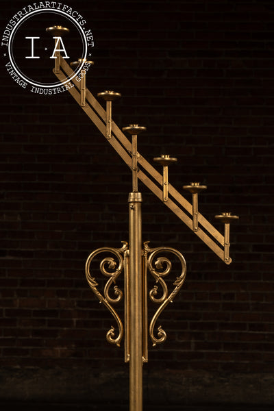 Vintage Gold-Painted Adjustable Floor Candelabra