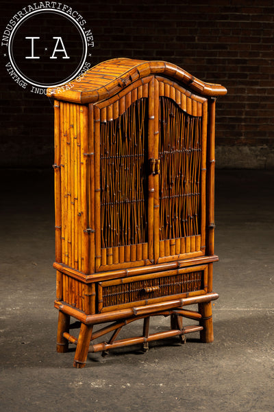Early 20th Century Bamboo and Cane Armoire
