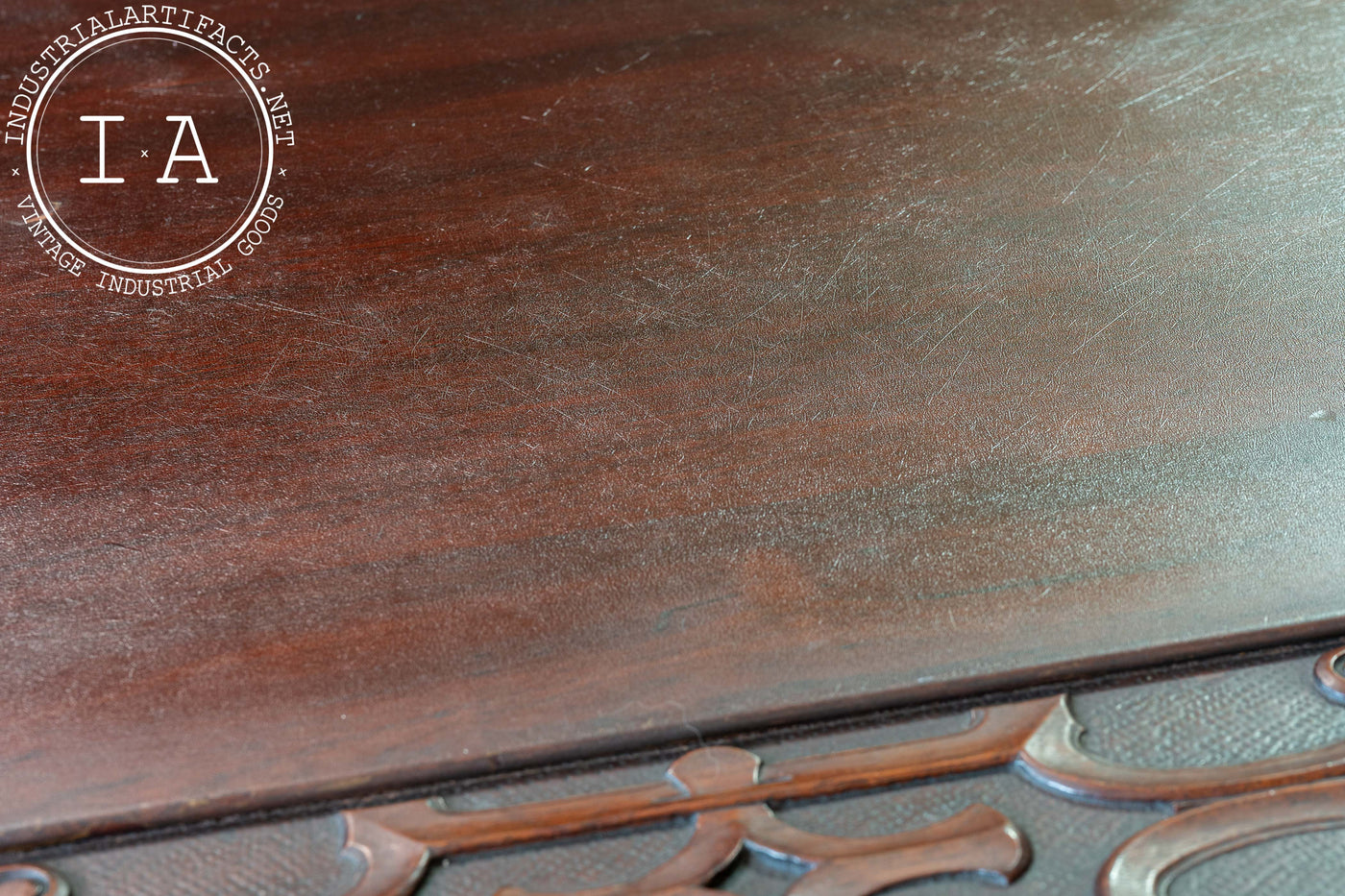 Early 20th Century Carved Mahogany Library Table