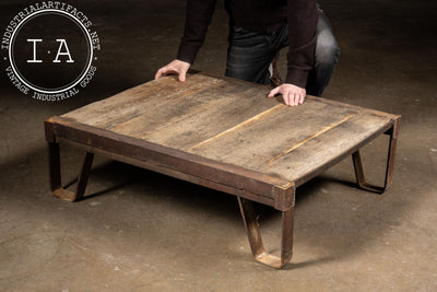 Antique Industrial Wood and Cast Iron Pallet Coffee Table