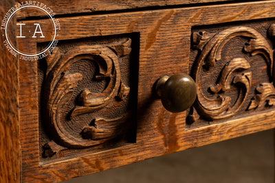 Late 19th Century Oak Green Man Slant-Lid Desk