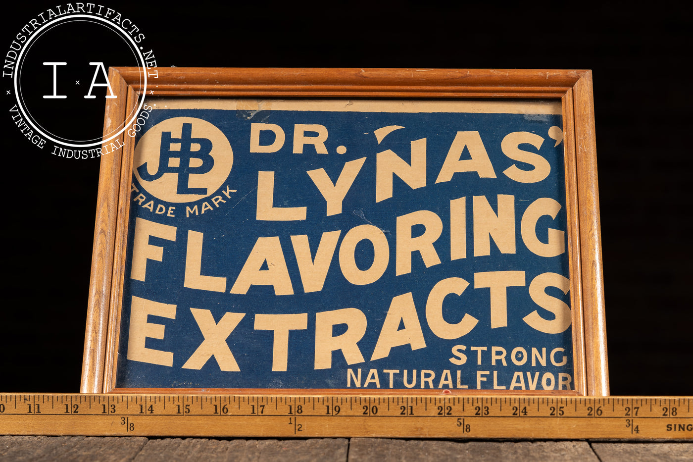 Antique Dr. Lynas’ Flavoring Extracts Framed Cardstock Advertising Sign
