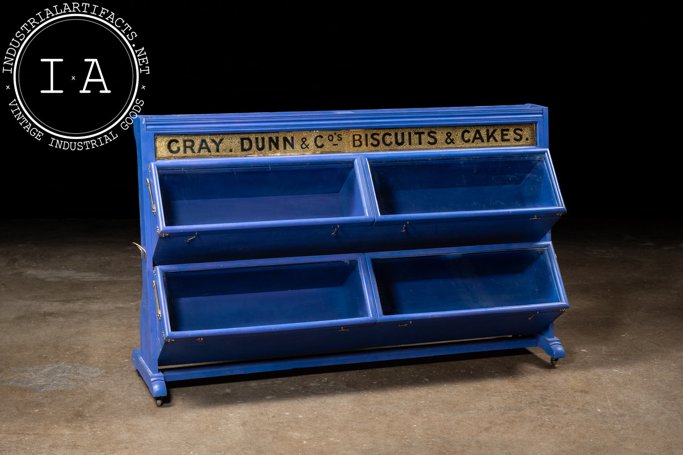 Antique Gray, Dunn & Co. Bakery Display Case in Blue