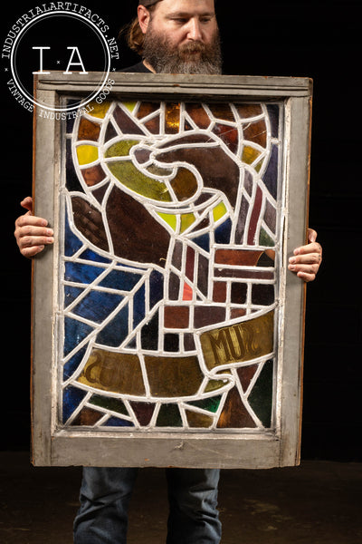 Antique Stained Glass Catholic Church Window Panel