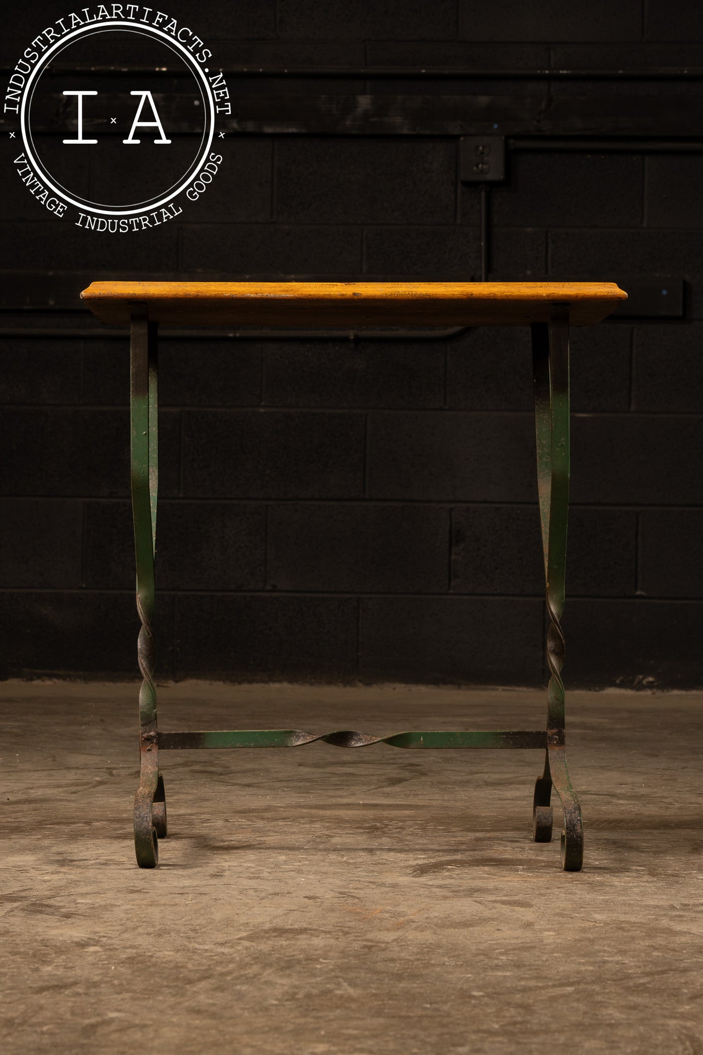 Early Oak and Wrought Iron Side Table