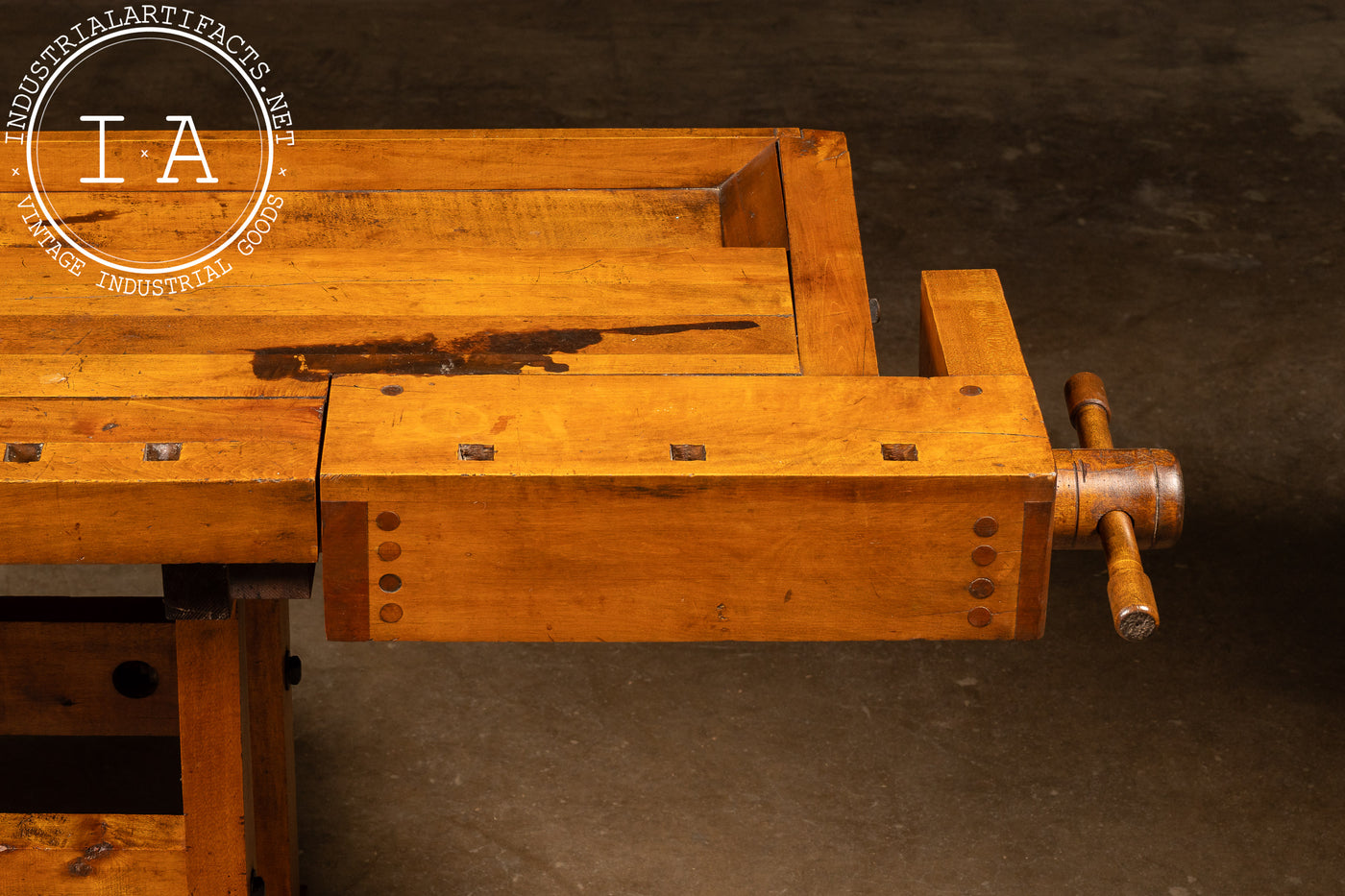 Antique Wooden Carpenters Bench by Stebbins Hardware Co.