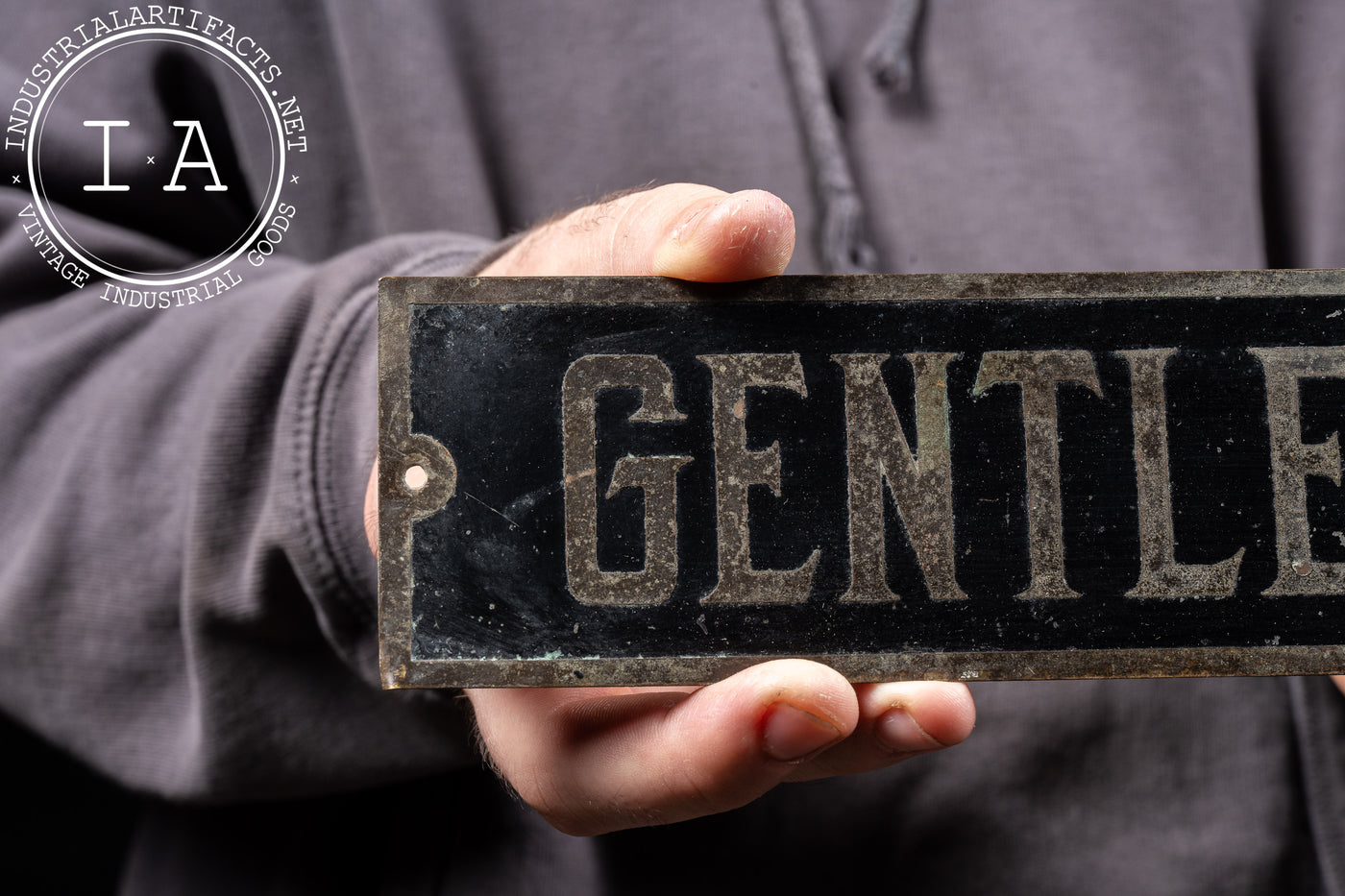 Antique Metal "Gentlemen" Restroom Sign