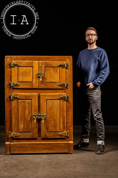 Early 20th Century 4-Door Oak Ice Box