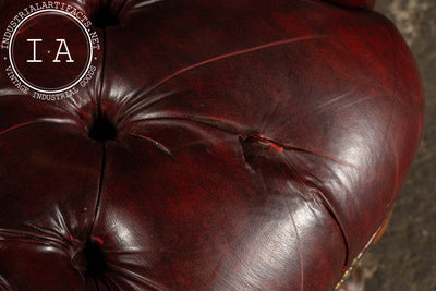 Vintage Tufted Leather Wingback Chesterfield Armchair in Oxblood