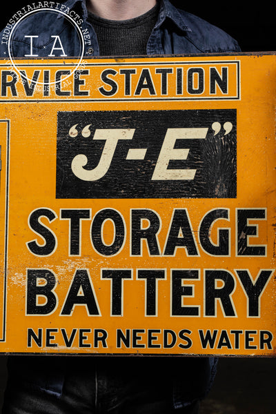 Early 20th Century "J-E" Storage Battery Flange Sign