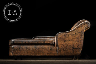 Distressed Leather Chaise Lounge