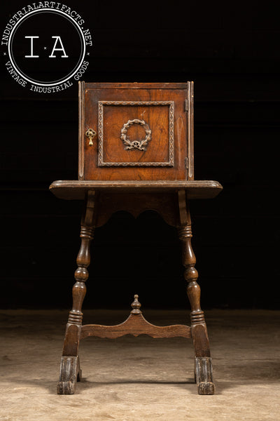 Early Walnut Humidor Smoking Stand