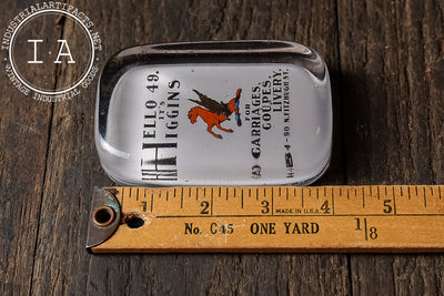 Antique Higgins Livery Service Paperweight