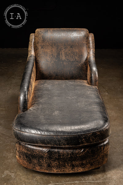 Distressed Leather Chaise Lounge