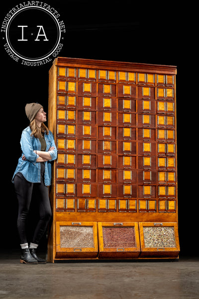 Massive Antique Maple Dry Goods Cabinet