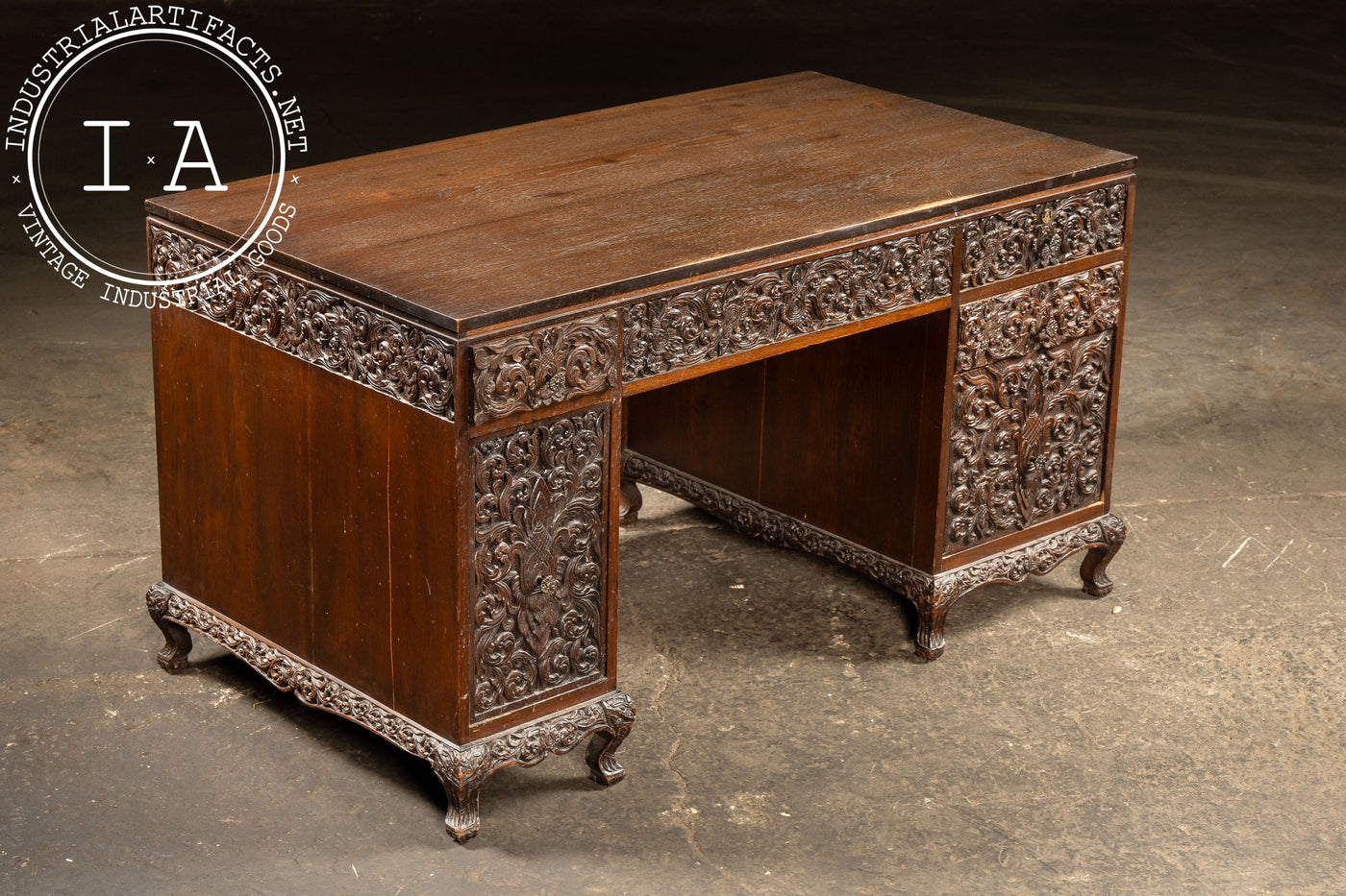 Antique Southeast Asian Carved Rosewood Desk