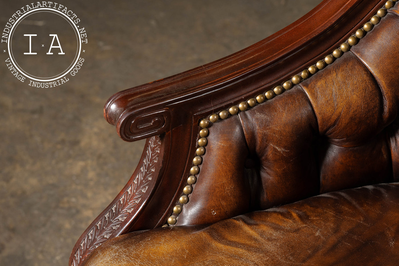 Contemporary Tufted Leather Rolling Executive Desk Chair