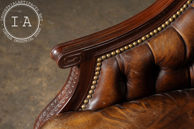 Contemporary Tufted Leather Rolling Executive Desk Chair