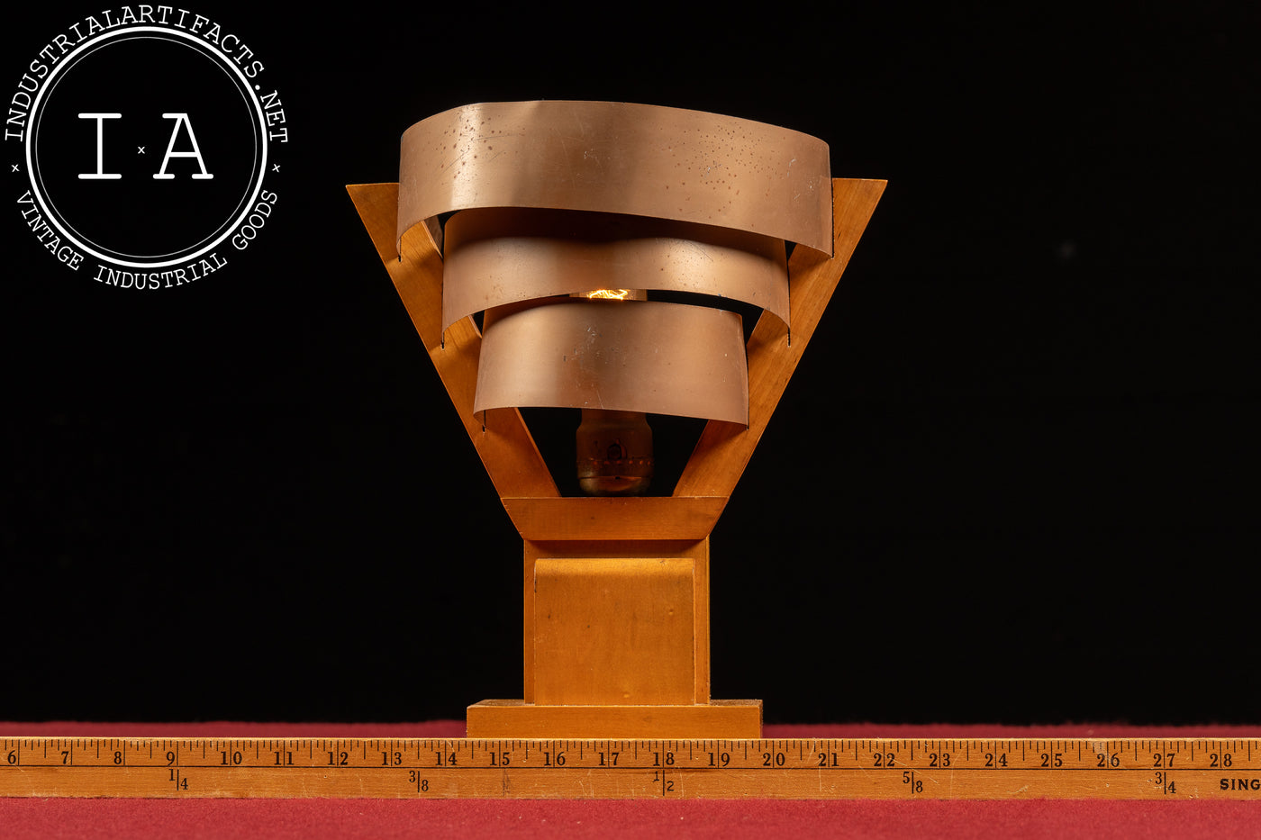 Vintage Streamline Modernist Tiered Copper Table Lamp