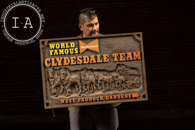 Vintage Budweiser Clydesdale Team Embossed Plastic Sign