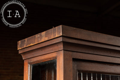 Antique Quarter Sawn Oak Merchandising Showcase Cabinet with Sliding Glass Doors