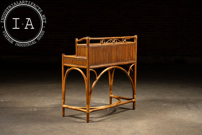 Mid-Century Rattan and Bamboo Stationery Desk and Chair by Lillian Vernon