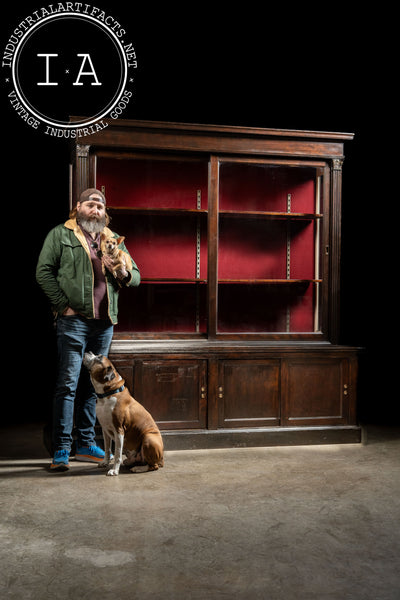 Massive Early 20th Century Sliding Glass Door Display Case