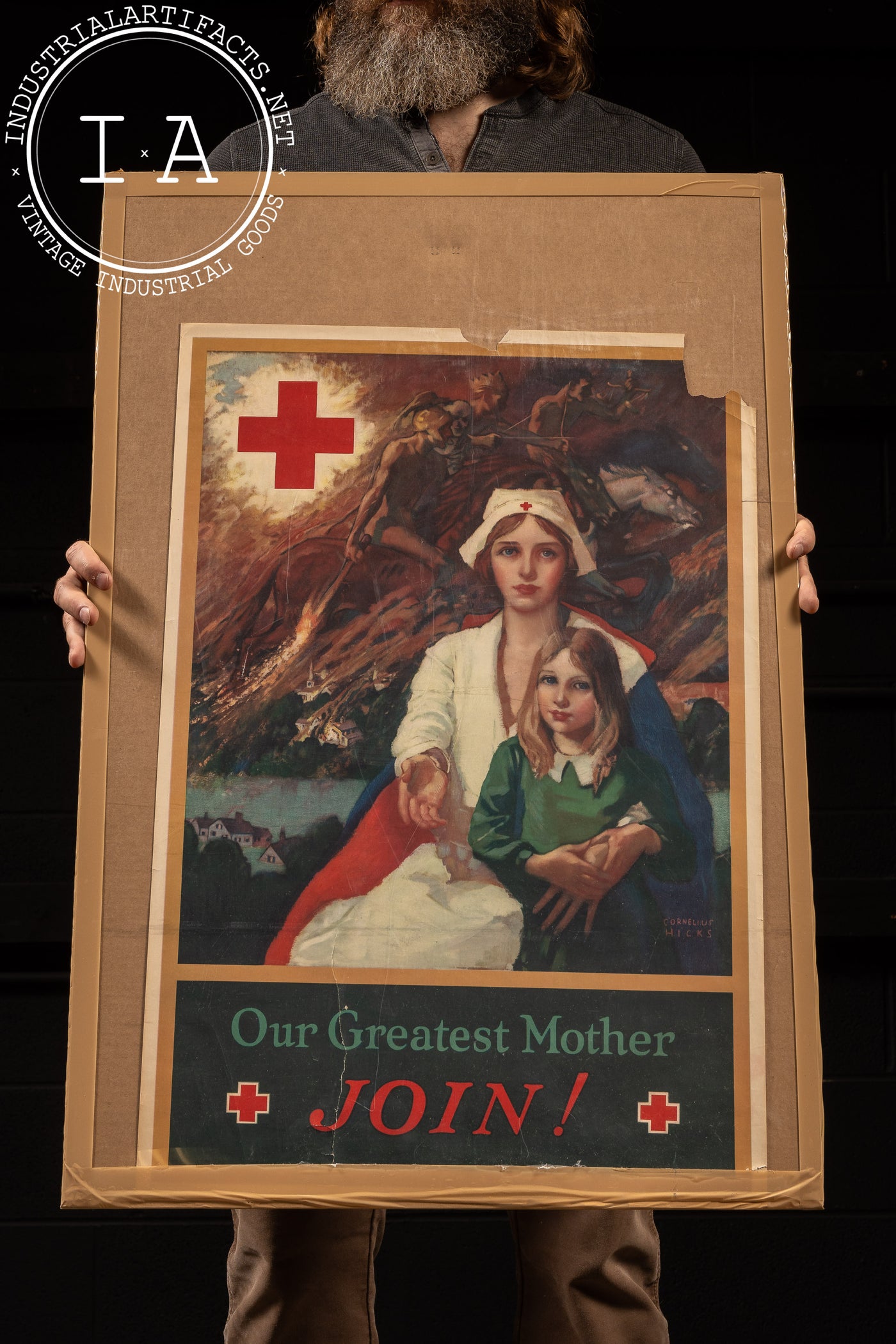 Antique Red Cross Litho Poster