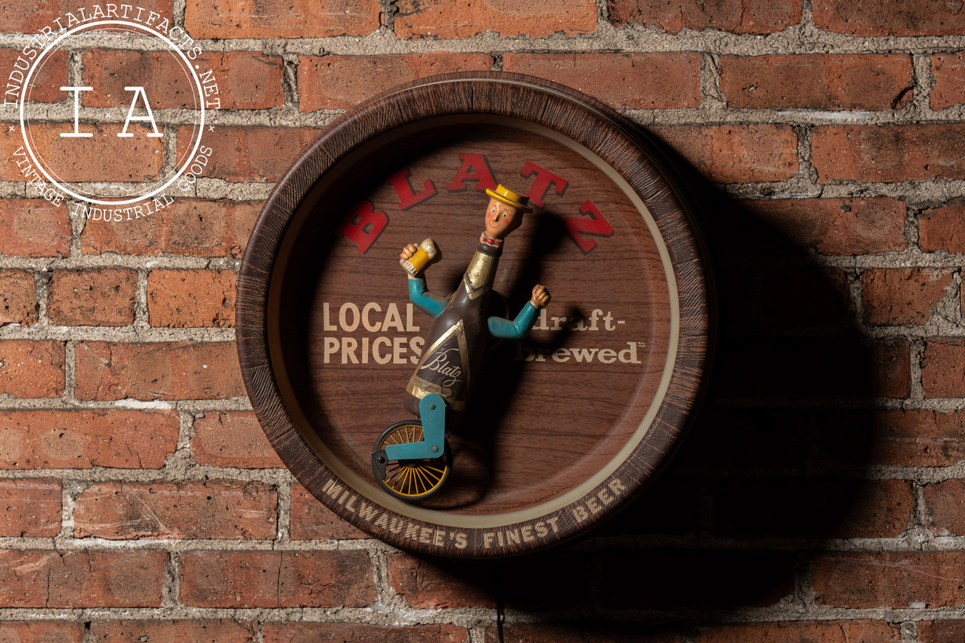 Vintage Blatz Beer Unicyclist Advertising Sign – Industrial Artifacts