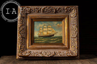 Ship At Sea - Going Right | Framed Oil Painting, Signed
