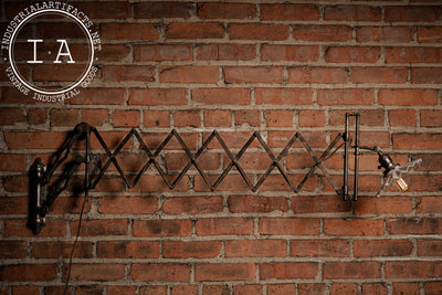 Antique Japanned Copper Scissor Arm Wall Lamp by F. W. Hardy