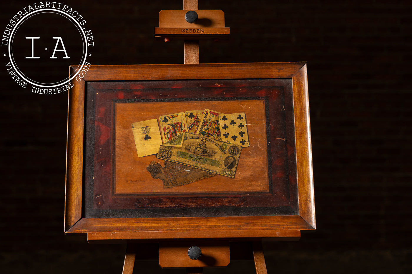 A Royal Flush | Framed 19th Century Trompe-l’œil Oil Painting