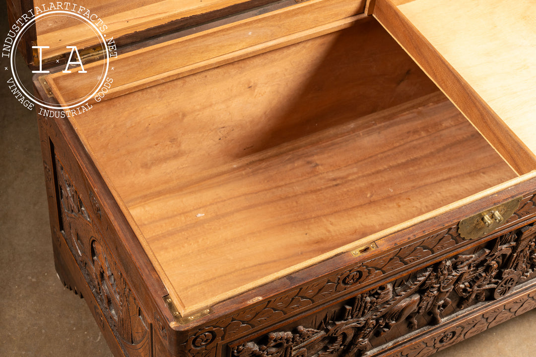 Vintage Chinese Carved Camphorwood Chest – Industrial Artifacts