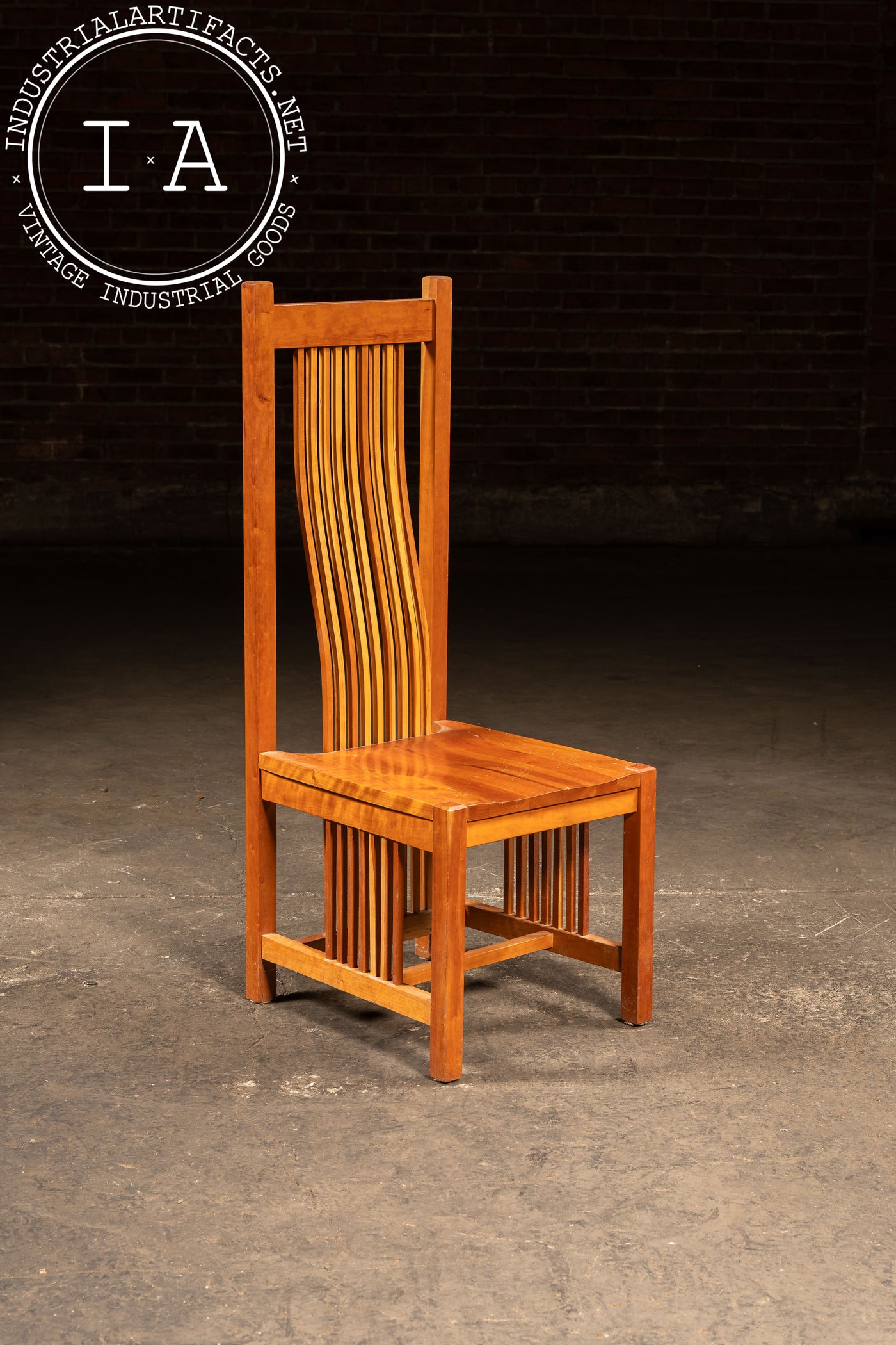 Vintage Frank Lloyd Wright-Inspired High-Back Arts & Crafts Chair