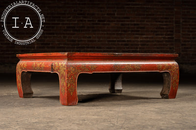 Early 20th Century Southeast Asian Wooden Coffee Table with Floral Accents