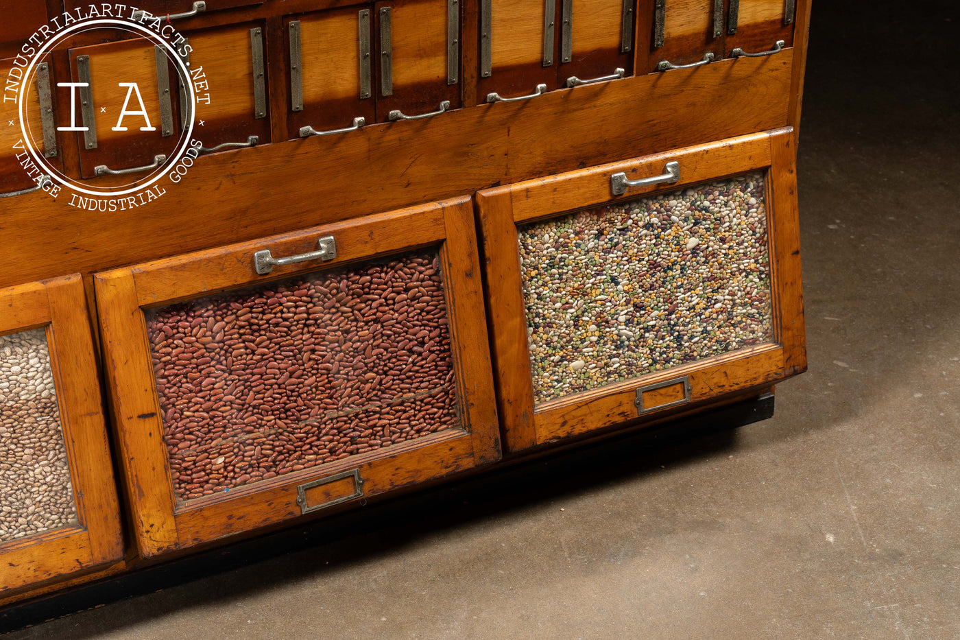 Massive Antique Maple Dry Goods Cabinet