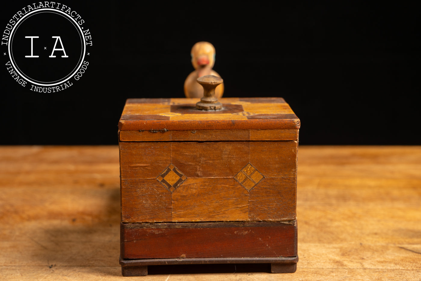 Vintage Mechanical Wooden Cigarette Box and Dispenser