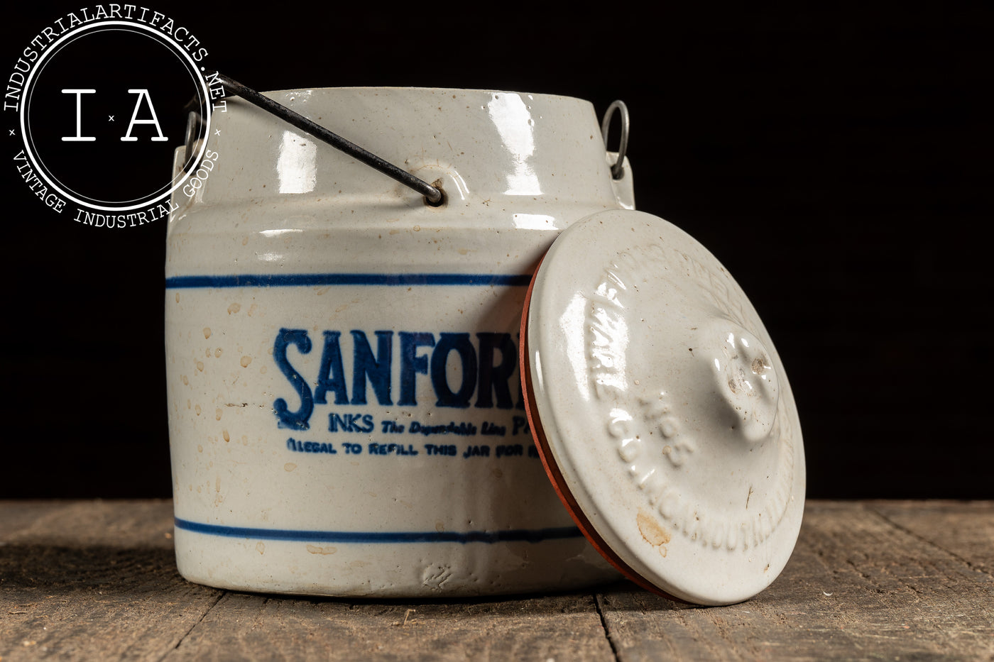 Early 20th Century Sanford's Ink and Pastes Crock