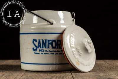 Early 20th Century Sanford's Ink and Pastes Crock
