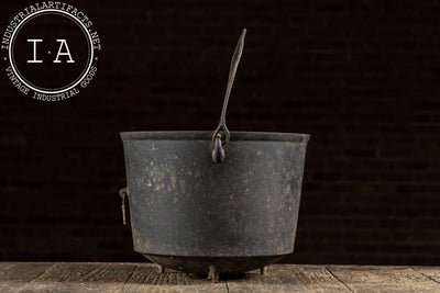 19th-Century Cast Iron Cooking Pot with Bail Handle