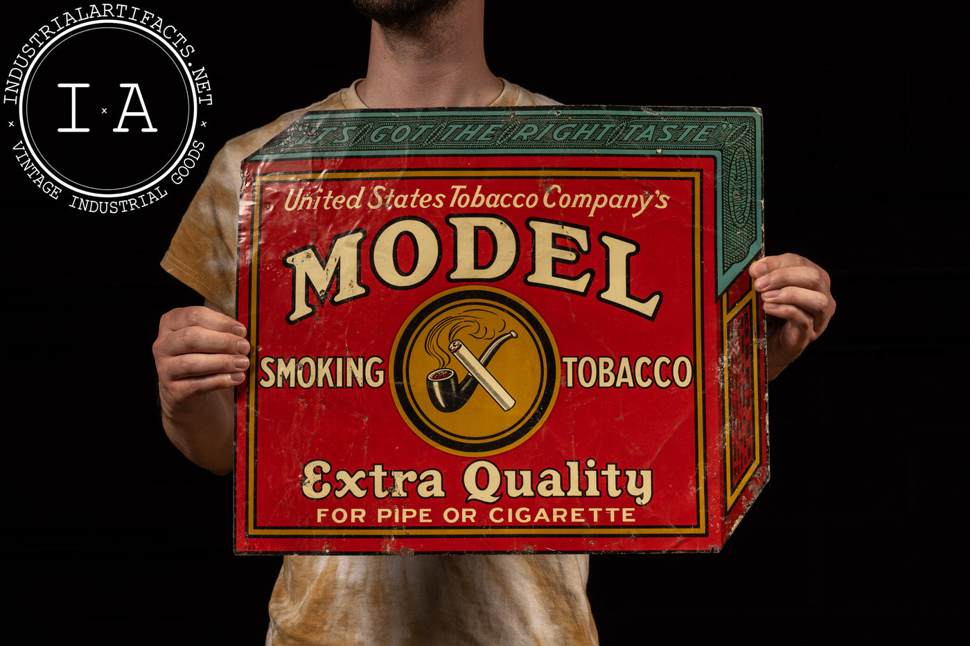 Antique Model Tobacco Tin Advertising Sign