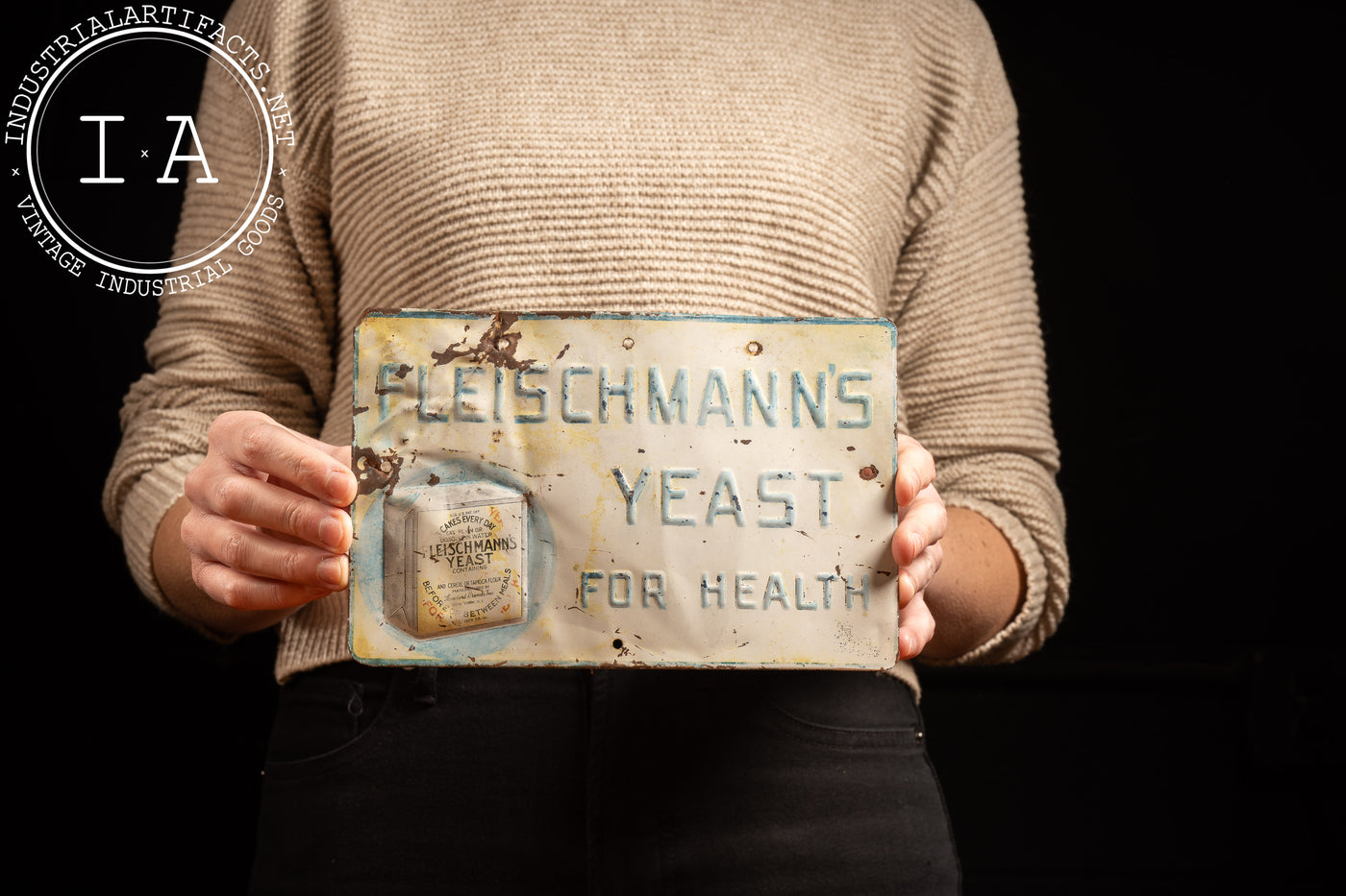 Antique Embossed Tin Fleischmann's Yeast Sign