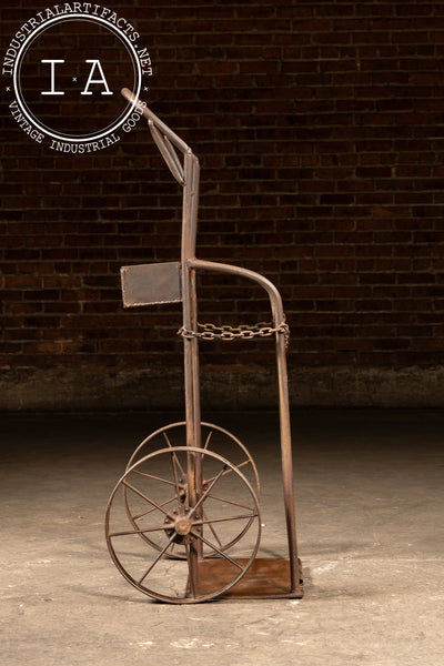 Antique Industrial Cylinder Cart with Chain Retainer