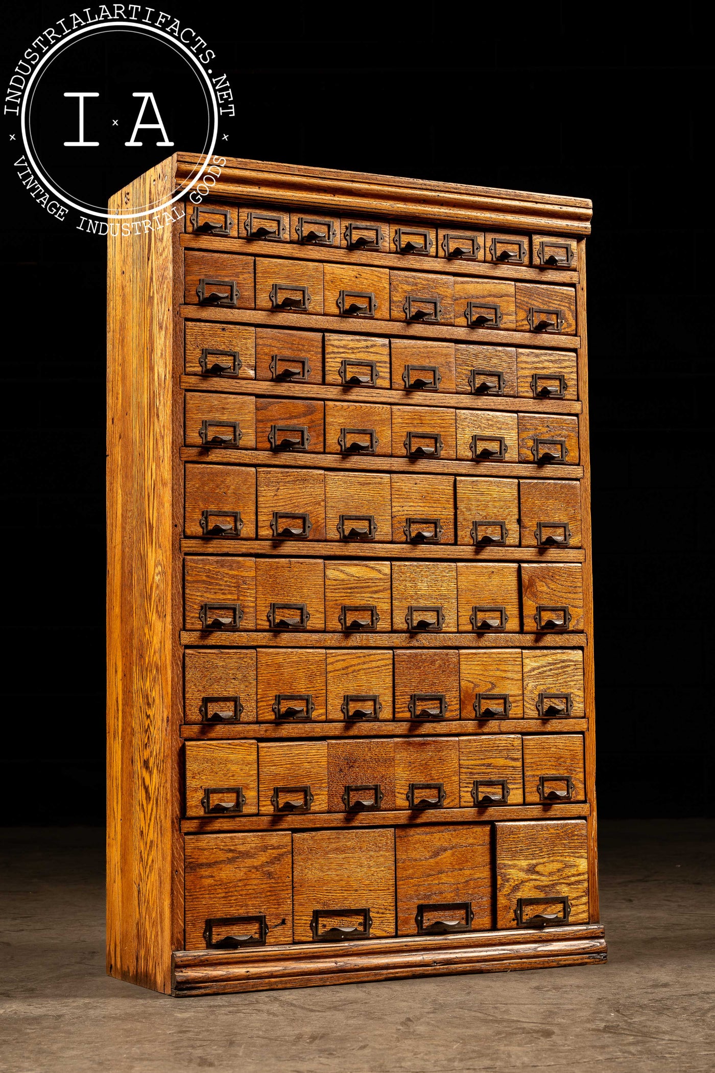 54-Drawer Oak Small Parts Cabinet