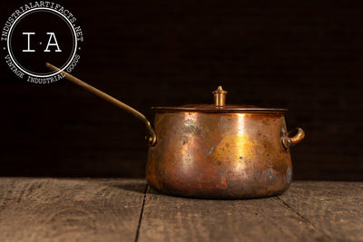 Antique French Copper Saucepan with Lid