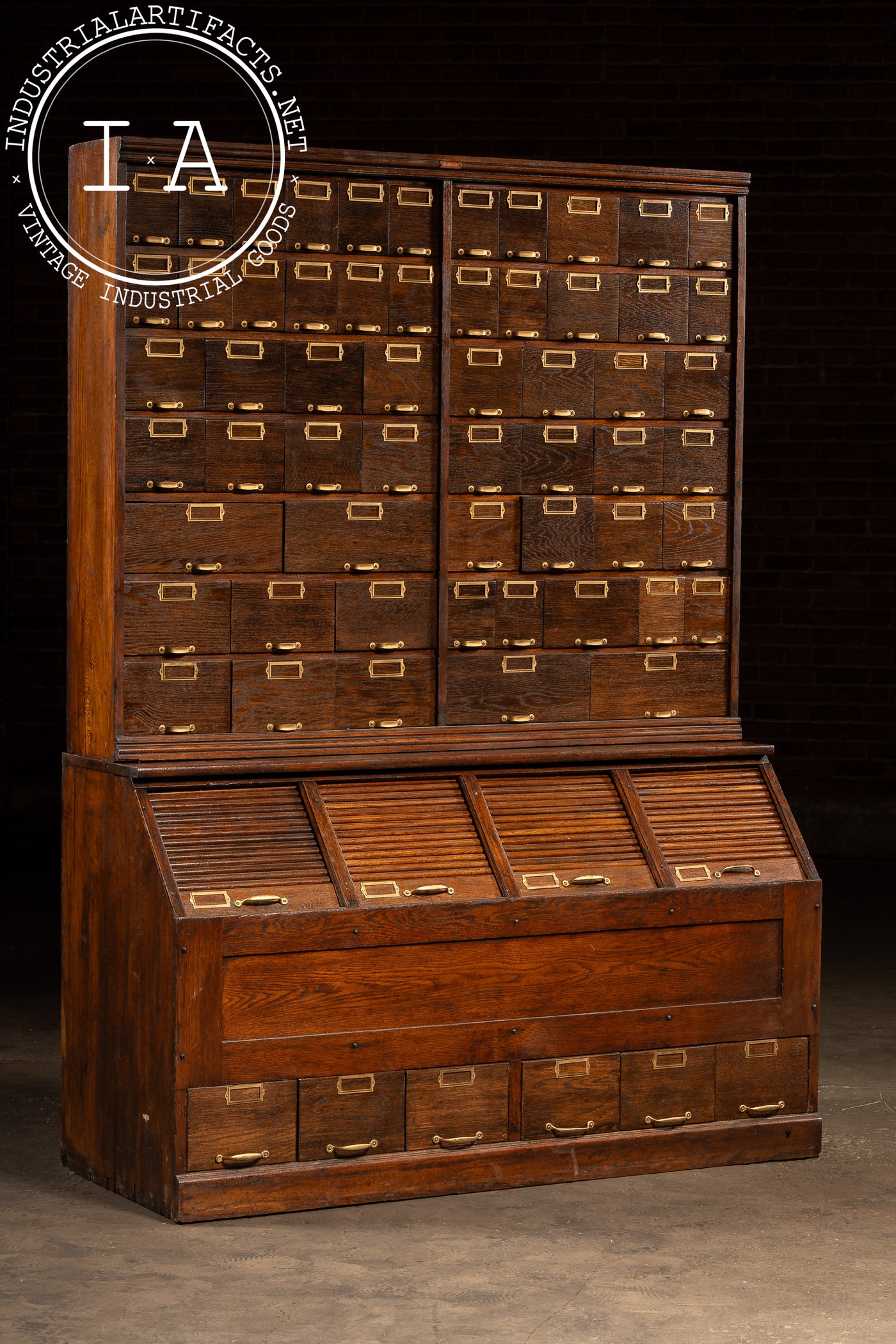 Early 20th Century Oak Parts Cabinet by W. C. Heller