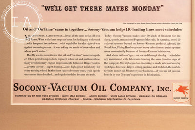 c. 1932 Framed Socony Vacuum Oil Lithographic Ad