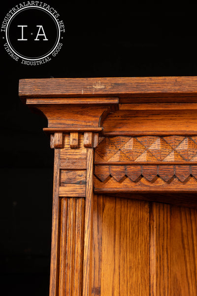 Antique Quarter-Sawn Walnut Rolling Corner Cabinet