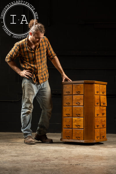 Early 20th Century Rotating Hardware Cabinet with Pull Drawers